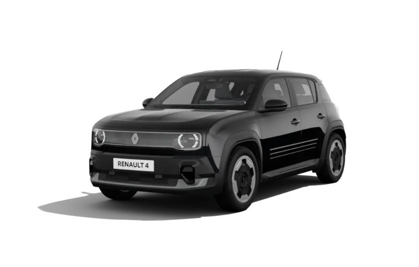 001 Renault 4 E-Tech Electric Evolution 52 kWh, skråt forfra (sort)
