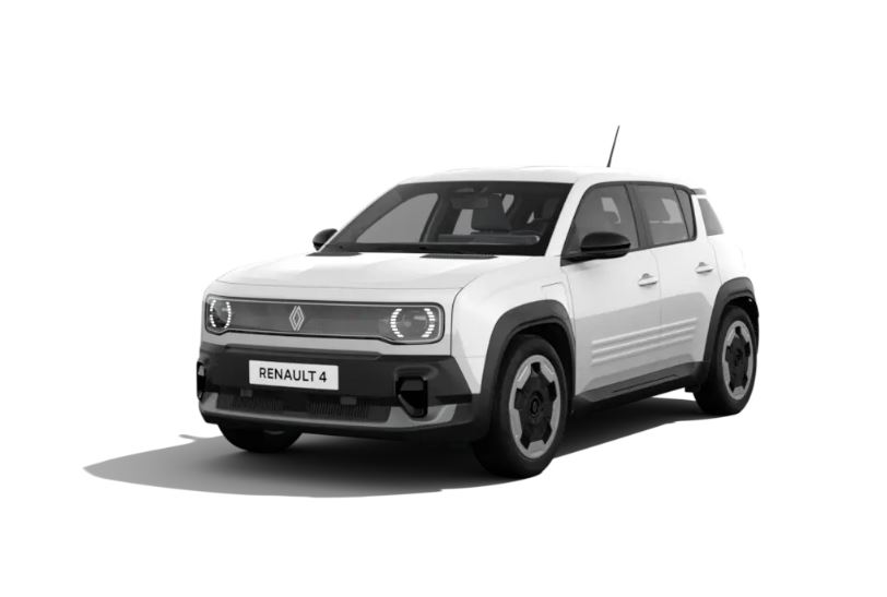 001 Renault 4 E-Tech Electric Evolution 52 kWh, skråt forfra (hvid)